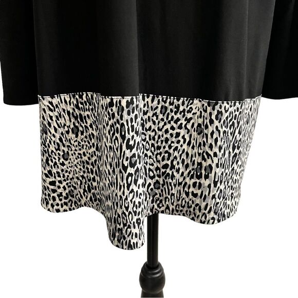 DENNIS by DENNIS BASSO Italia Knit Front Button Cardigan W/Animal Print Hem Med - Picture 5 of 8